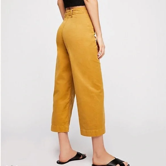 FREE People We the Free Patti Pant in Graham Cracker Wide Leg Cropped Cotton 25 - Picture 11 of 12